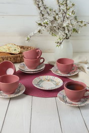 Hermia Juego de tazas de té Multicolor de 12 piezas